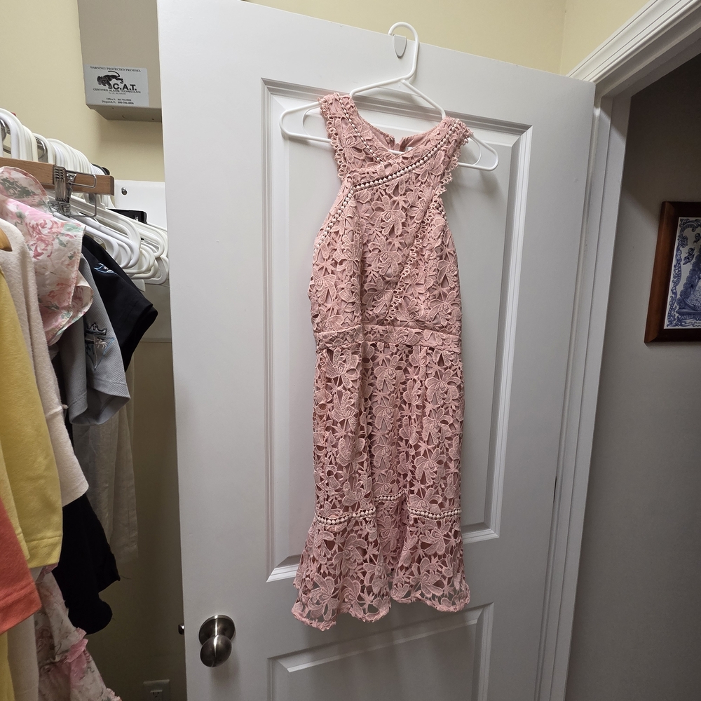 Adelyn Rae Pink Lace Mini Dress